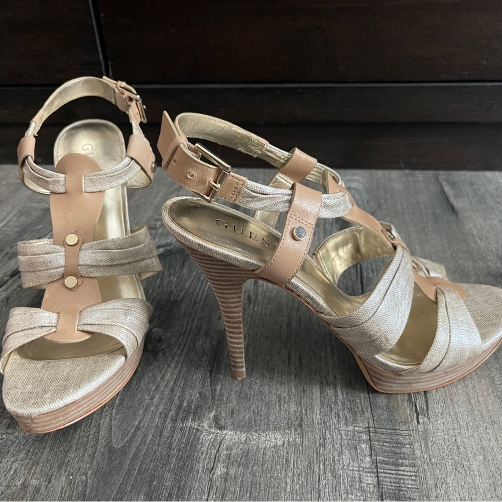Guess Gold Heels, Sz 8.5, Gwkaedi style, EXC Cond 🌟